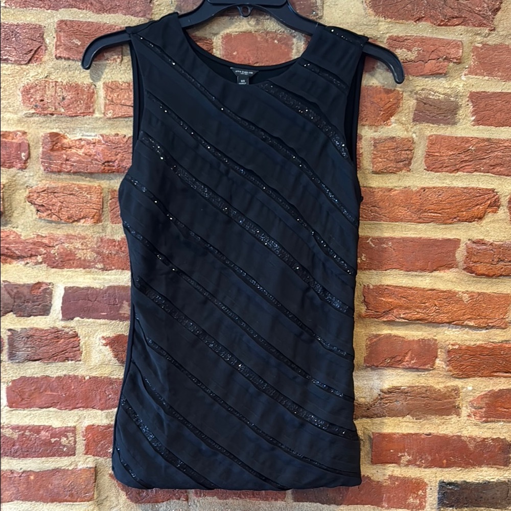 Ann Taylor Black Sequin Detail Top